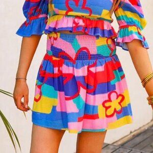 Buddy Love Skirt Skort Large Multicolor Colorful Pop Artsy Statement Salsa